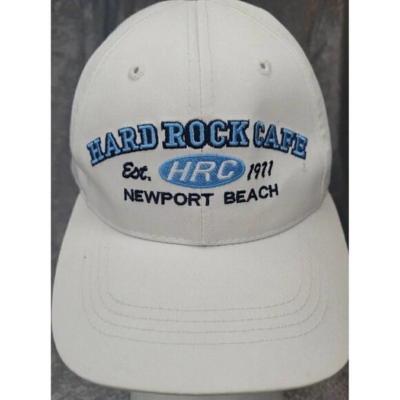 Vintage 90s Hard Rock Cafe Newport Beach Love all serve all Hat strap back white - Picture 12 of 12